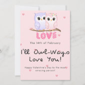 Cute owl koppel Valentijnsdag Feestdagenkaart (Voorkant)