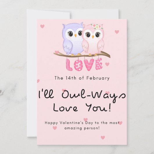 Cute owl koppel Valentijnsdag Feestdagenkaart (Voorkant)