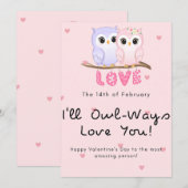 Cute owl koppel Valentijnsdag Feestdagenkaart (Voorkant / Achterkant)
