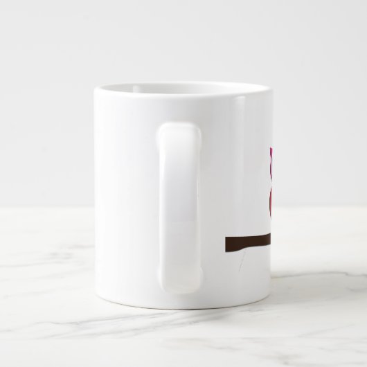 Cute Owl Love Hearts Fine Vector Art Grote Koffiekop (Achterkant)