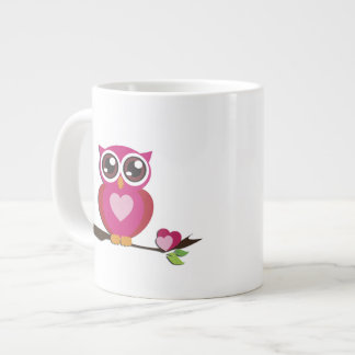Cute Owl Love Hearts Fine Vector Art Grote Koffiekop