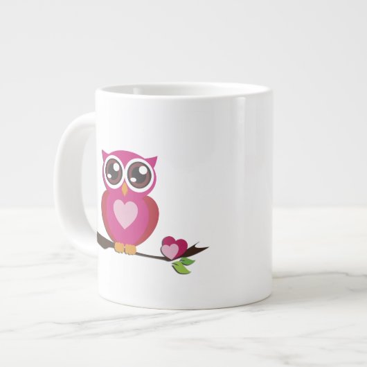 Cute Owl Love Hearts Fine Vector Art Grote Koffiekop (Links)