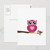 Cute Owl Love Hearts Girly Retro Briefkaart (Voorkant / Achterkant)