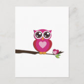 Cute Owl Love Hearts Girly Retro Briefkaart (Voorkant)
