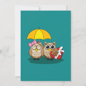 Cute Owl Lovers w/ Umbrella and Red Chocolate Box Kaart (Voorkant)