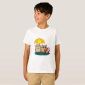 Cute Owl Lovers w/ Umbrella and Red Chocolate Box T-shirt (Voorkant volledig)