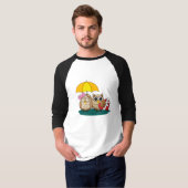 Cute Owl Lovers w/ Umbrella and Red Chocolate Box T-shirt (Voorkant volledig)