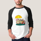 Cute Owl Lovers w/ Umbrella and Red Chocolate Box T-shirt (Voorkant)