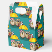 Cute Owl Lovers w/ Umbrella & Red Chocolate Box Bedankdoosjes (Geopend)