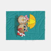 Cute Owl Lovers w/ Umbrella & Red Chocolate Box Fleece Deken (Voorkant (Horizontaal))