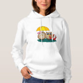 Cute Owl Lovers w/ Umbrella & Red Chocolate Box Hoodie (Voorkant)