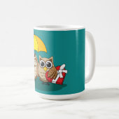 Cute Owl Lovers w/ Umbrella & Red Chocolate Box Koffiemok (Voorkant rechts)