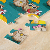 Cute Owl Lovers w/ Umbrella & Red Chocolate Box Legpuzzel (Zijkant)