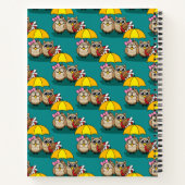 Cute Owl Lovers w/ Umbrella & Red Chocolate Box Notitieboek (Achterkant)