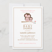 Cute Owl & Mama Het is een Girl Baby shower Uitnod Kaart (Voorkant)
