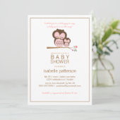 Cute Owl & Mama Het is een Girl Baby shower Uitnod Kaart (Staand voorkant)