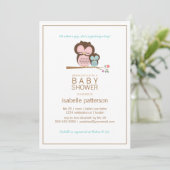 Cute Owl & Mama Het is een Jongen Baby shower Uitn Kaart (Staand voorkant)