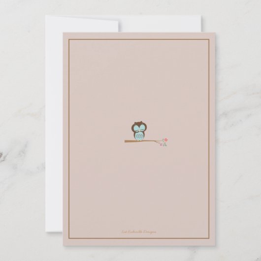Cute Owl & Mama Het is een Jongen Baby shower Uitn Kaart (Achterkant)