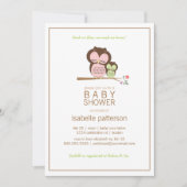 Cute Owl & Mama Neutral Baby shower Invitation Kaart (Voorkant)