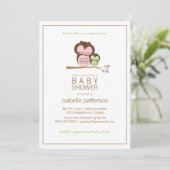 Cute Owl & Mama Neutral Baby shower Invitation Kaart (Staand voorkant)