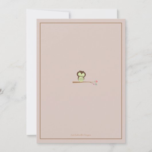 Cute Owl & Mama Neutral Baby shower Invitation Kaart (Achterkant)