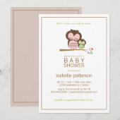 Cute Owl & Mama Neutral Baby shower Invitation Kaart (Voorkant / Achterkant)