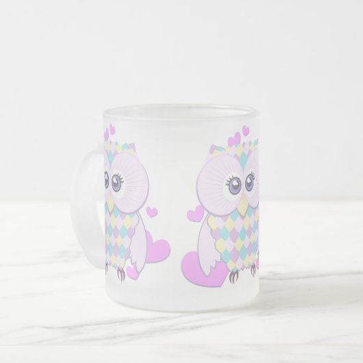 Cute Owl Matglas Koffiemok (Voorkant links)