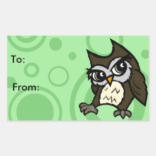 CUTE OWL MATTE RECTANGLE GIFT STICKKERS RECHTHOEKIGE STICKER