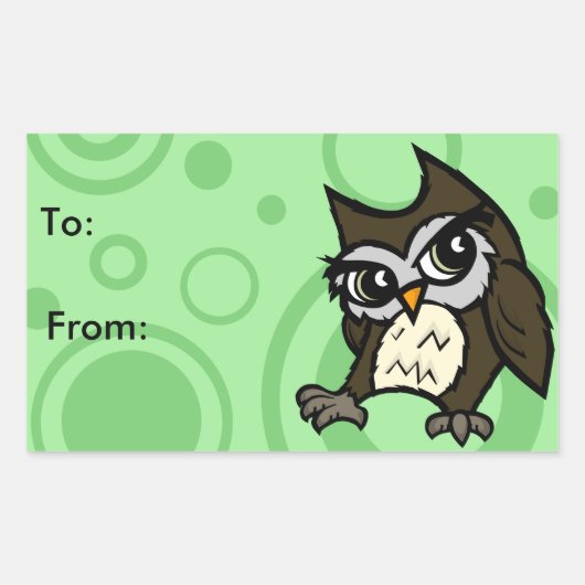 CUTE OWL MATTE RECTANGLE GIFT STICKKERS RECHTHOEKIGE STICKER (Voorkant)