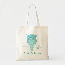 Cute owl meiden aqua mint green library bag tote bag