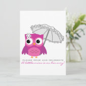 Cute Owl met de Uitnodiging van het Baby shower Pa (Staand voorkant)