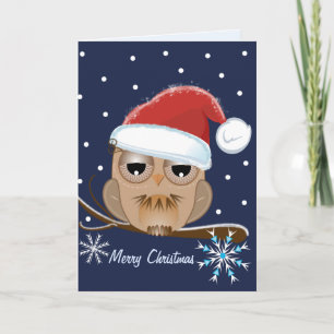 Cute Owl met kerstkaart Feestdagen Kaart