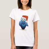 Cute owl met pet van Santa T-shirt (Voorkant)