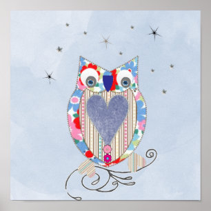 Cute Owl Nursery Afbeelding Print Cross Stitch loo