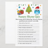 Cute Owl Nursery Rhyme Quiz baby shower game (Voorkant / Achterkant)