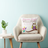 Cute OWL on a branch Baby Birth Notice Kussen (Stoel)
