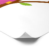 Cute Owl on Branch Girl Birthday Party Banner Poster (Hoek)