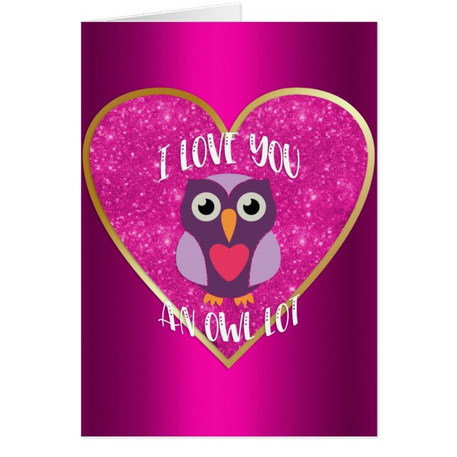 Cute Owl on Pink Heart Valentijnsdag (Voorkant)