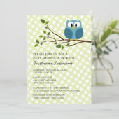 Cute Owl op Tak met Baby shower van poolpunten Kaart (Staand voorkant)