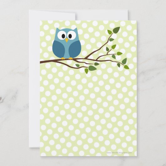 Cute Owl op Tak met Baby shower van poolpunten Kaart (Achterkant)