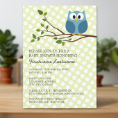 Cute Owl op Tak met Baby shower van poolpunten Kaart