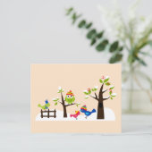 Cute Owl Owls Birds Winter Snow Briefkaart (Staand voorkant)