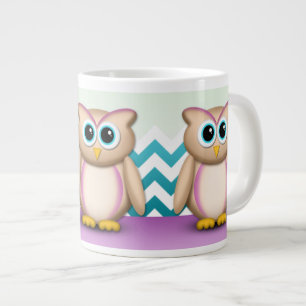 Cute Owl - Paarse en Turquoise Chevron 20oz Mok