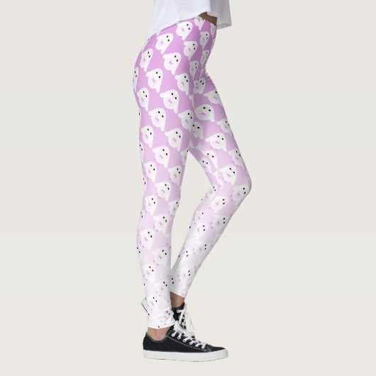 Cute owl patroon op pastelroze witte ombre leggings (Rechts)