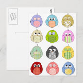 Cute Owl Pattern Briefkaart (Voorkant / Achterkant)