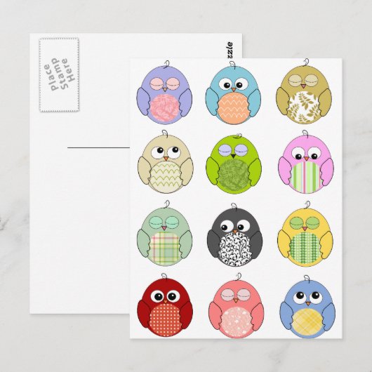 Cute Owl Pattern Briefkaart (Voorkant / Achterkant)