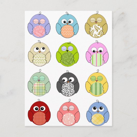 Cute Owl Pattern Briefkaart (Voorkant)