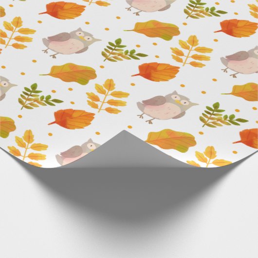Cute Owl Pattern Cadeaupapier (Hoek)