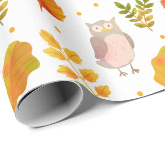 Cute Owl Pattern Cadeaupapier (Rol Hoek)