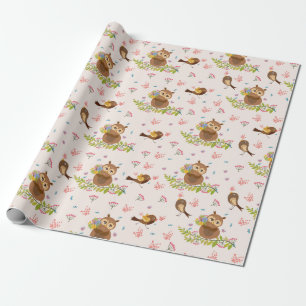 Cute Owl Pattern Cadeaupapier